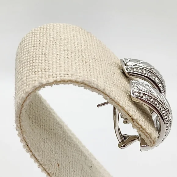 Judith Ripka Sterling Silver Earrings Chunky Wide Half Hoop Huggie Cable Classic - Picture 6 of 8